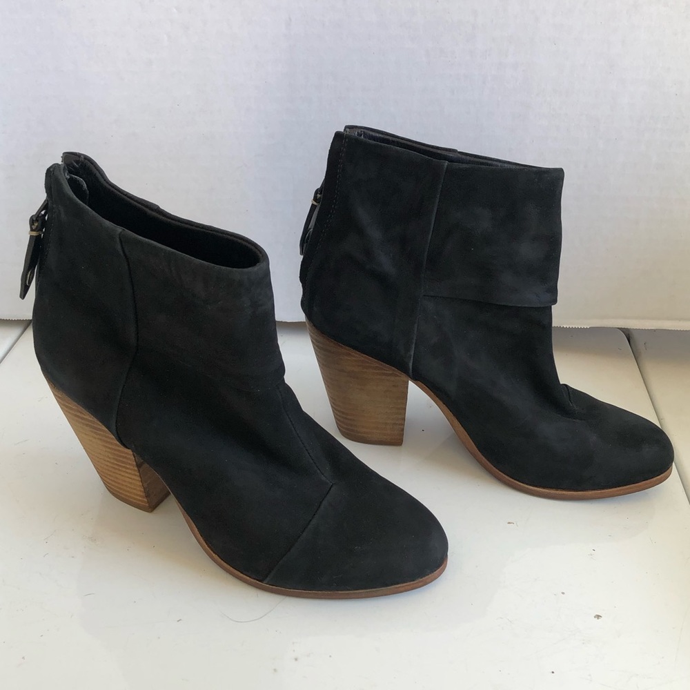 Rag & Bone Newbury black suede wood booties boots shoes
